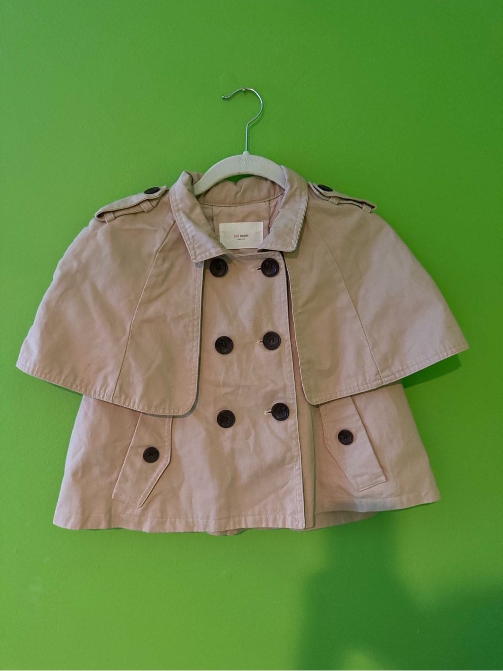 Women Beige Cape Trench Coat - Timeless Double-Breasted Style